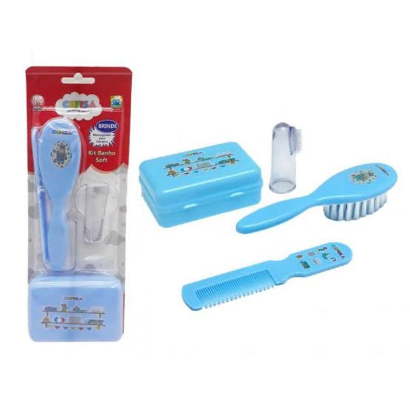 kit Banho Cefisa Escova e Pente e Saboneteira e Escova Massageadora