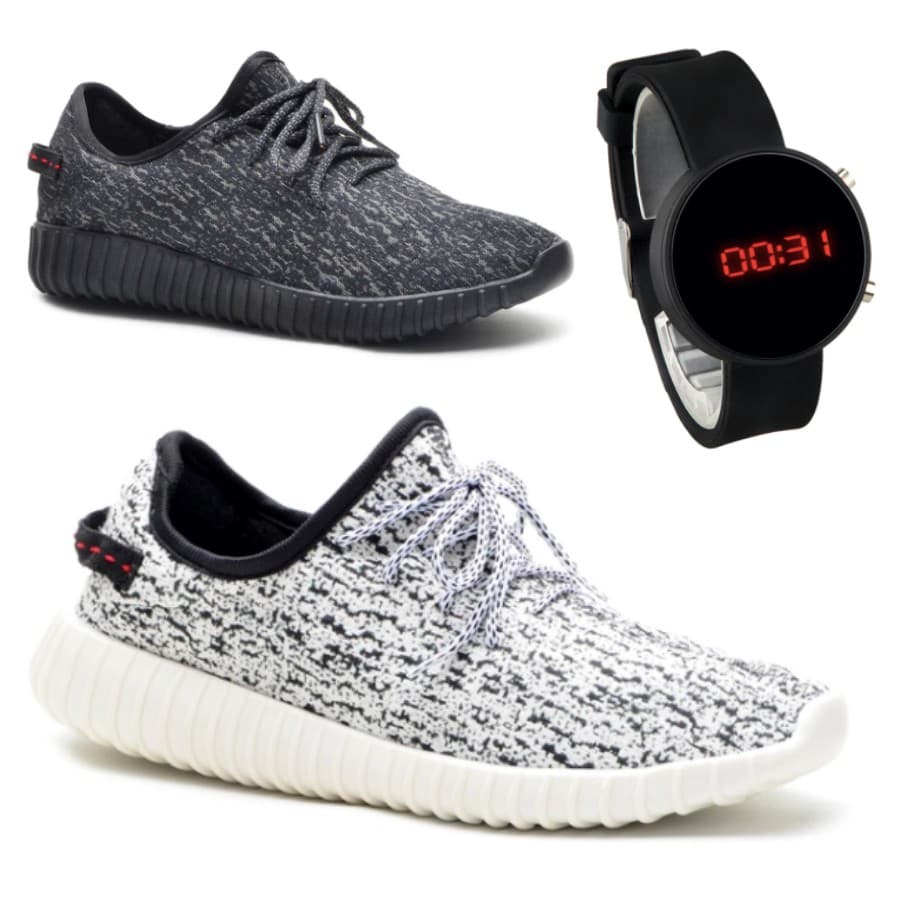 Tênis Masculino Kit 2 Pares Preto e Cinza + Relógio Brinde Promoção Top