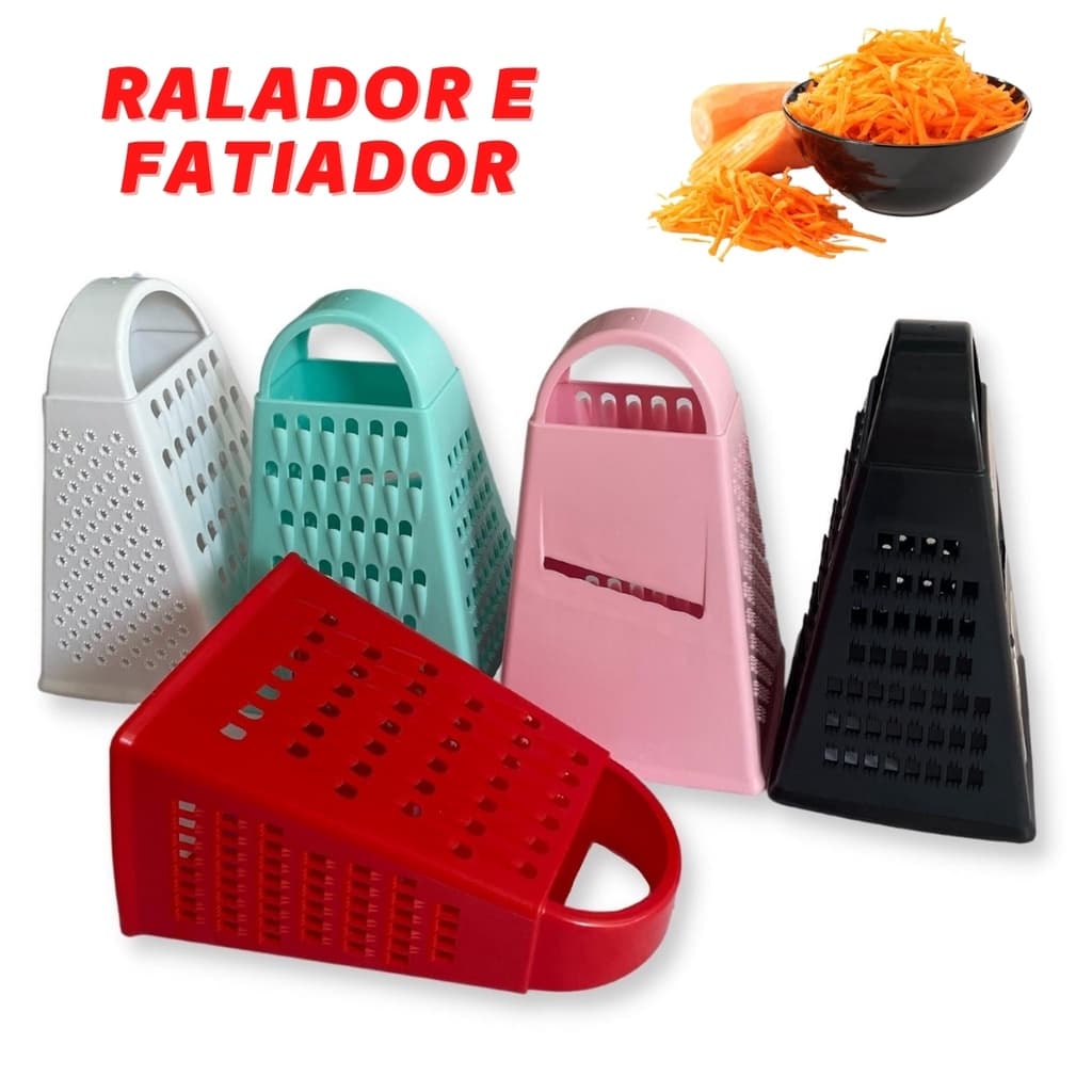Ralador Fatiador Verduras Legumes 4 Faces de Plástico Cores Sortidas