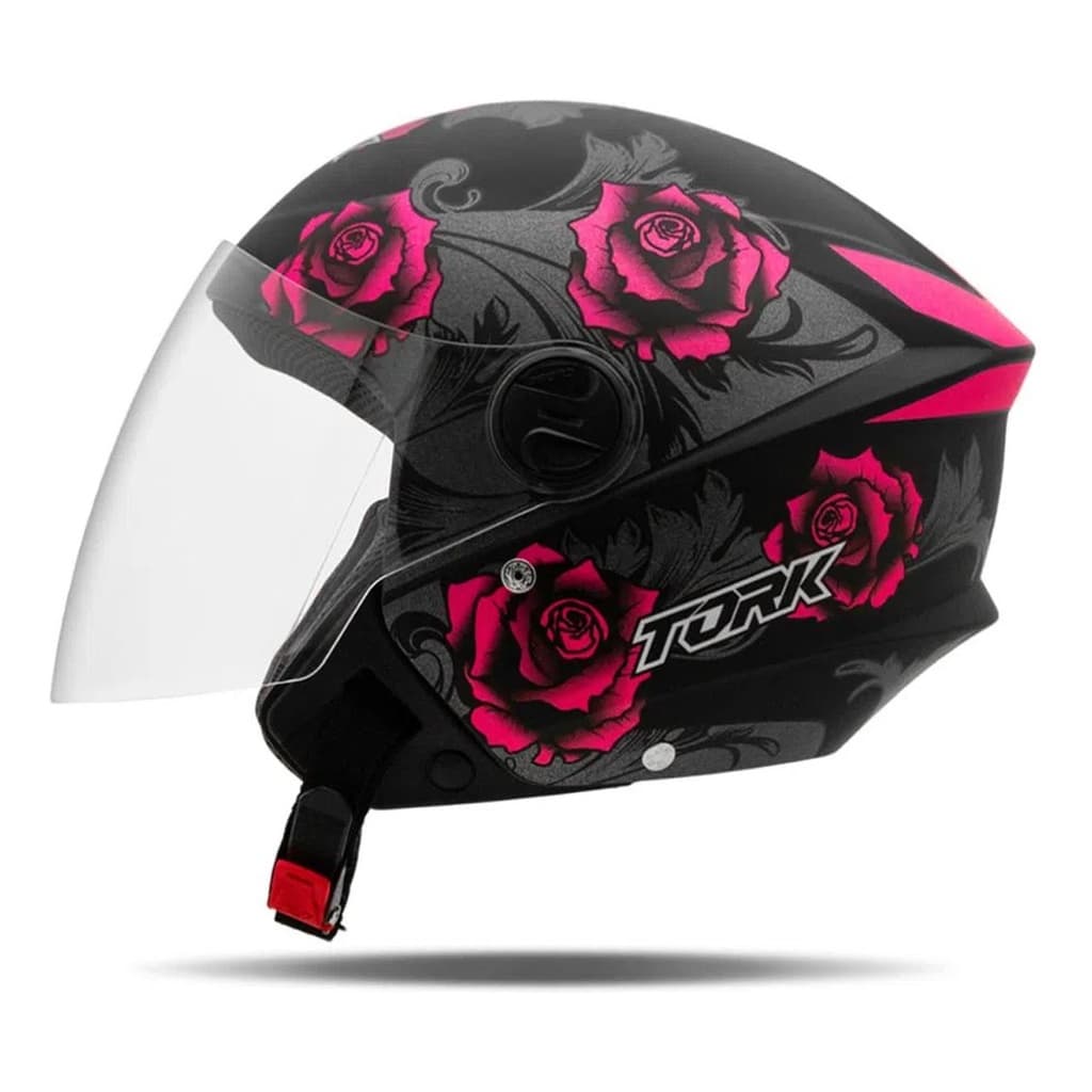 Capacete Aberto Moto New Liberty 3 Flowers Rosa Pro Tork Tamanho 58 Inmetro