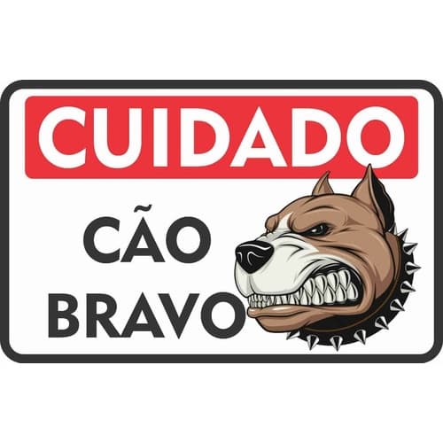 Placa Em Pvc Pitbull Cão Bravo Portão Cachorro 18x25 Cm Pl07