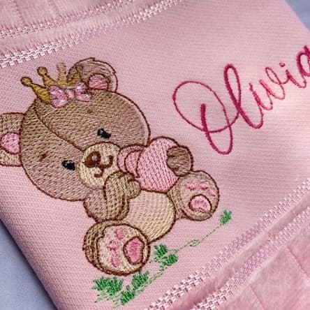 Toalha Bordada Personalizada Ursinha Ursa Princesa