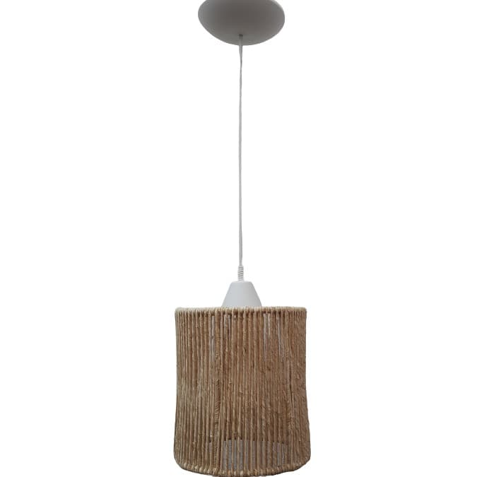 luminária de palha natural de milho 20x18cm completa