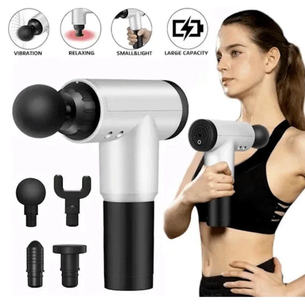 Massageador Elétrico Fascial Gun Relaxamento Muscular Facial Físico Fitness 06 Níveis Fisioterapia