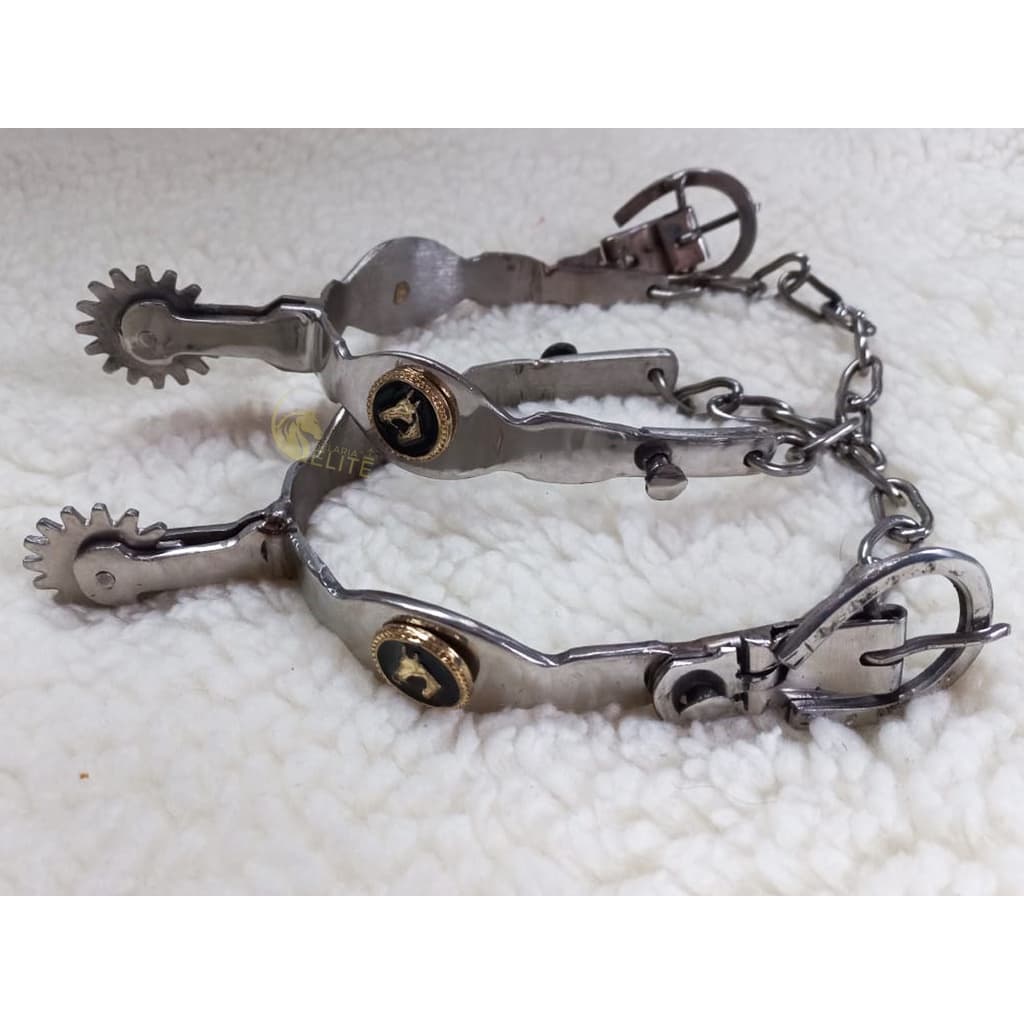 Espora Inox Aplique Cavalinho +Correias