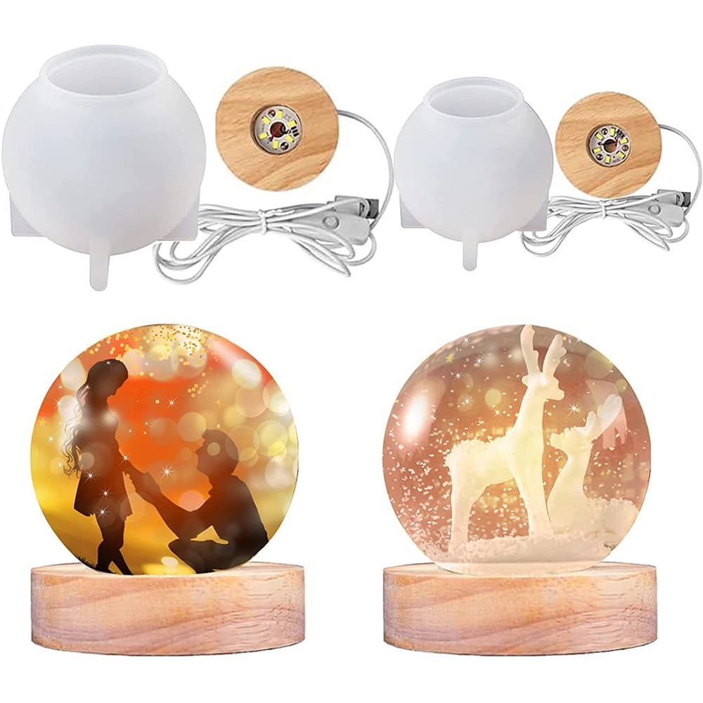 Luz Grande Bola De Resina Molde Levou De Silicone Cristal 3D Noite Para A Arte , Decoração Da Mão Sua Casa