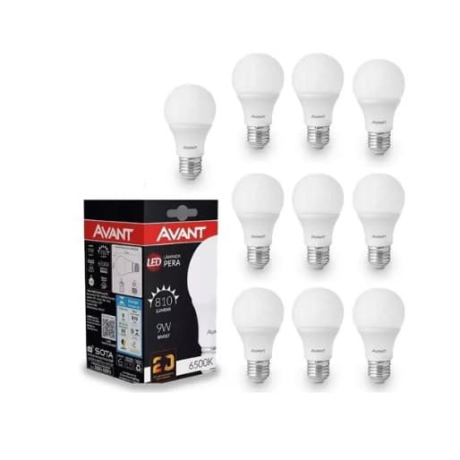 Kit 10 Unidades De Lâmpada De Led 9w Econômica Bulbo E27 Bivolt AVANT