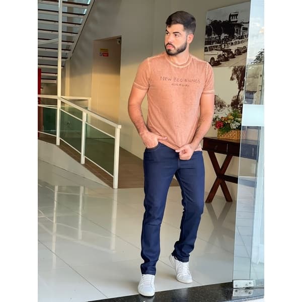 calça masculina super skinny com elastano jeans