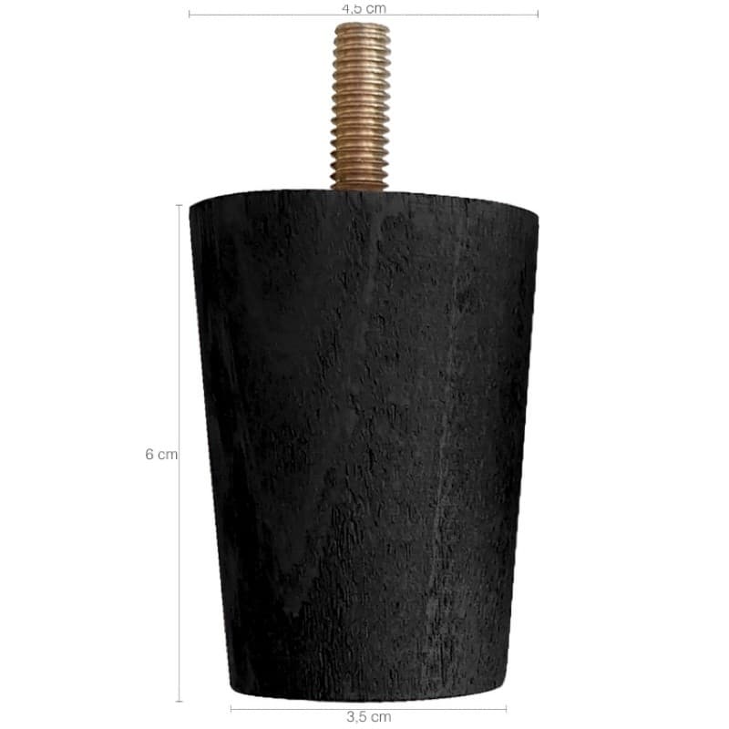 Kit 7 Pés Para Cama Box Casal Pezinhos 6cm Preto em Madeira