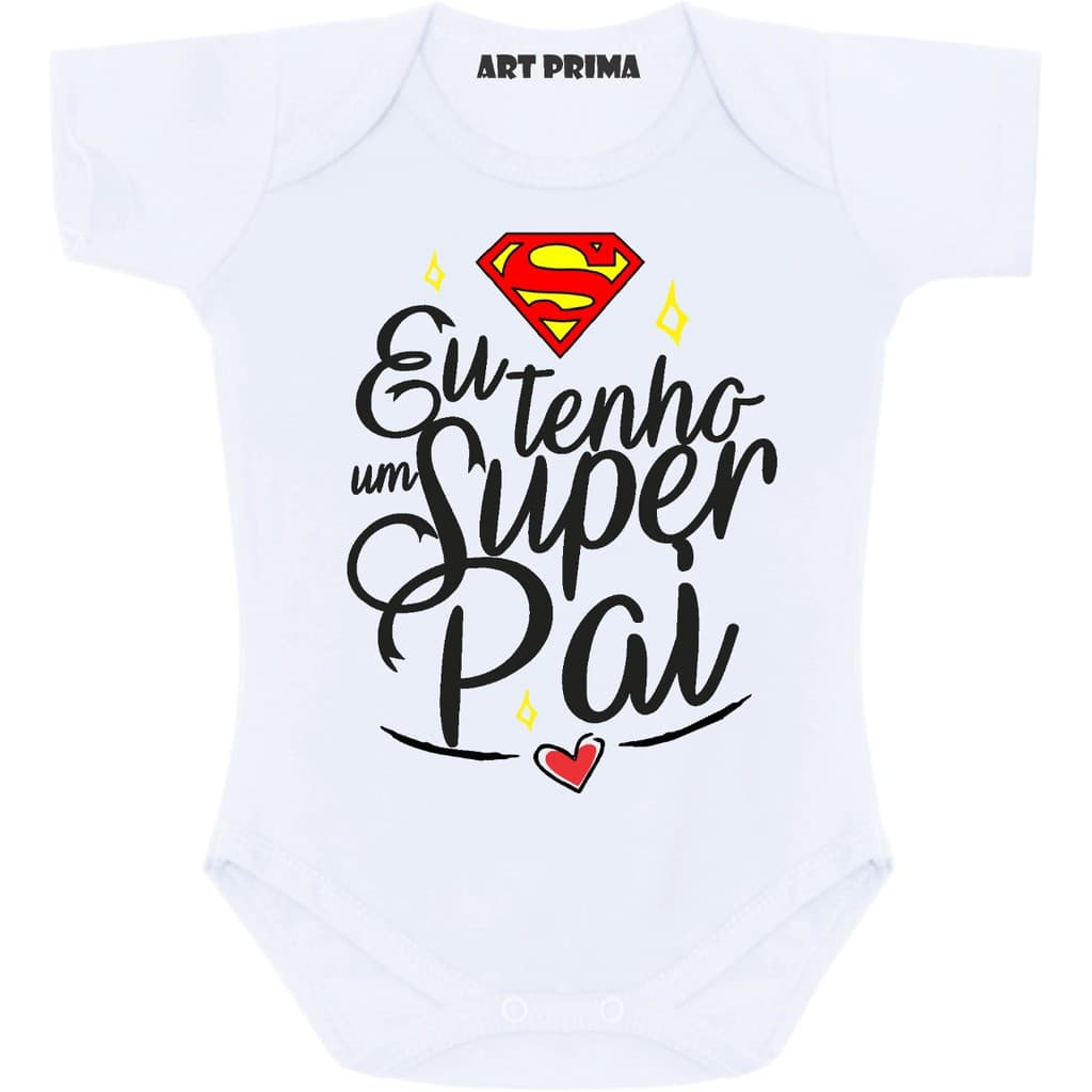Roupa de Bebe Body  Infantil Personalizado Frases Super Pai Barato
