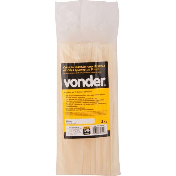 Cola bastão para pistola de cola quente de 8 mm x 280 mm 1kg VONDER