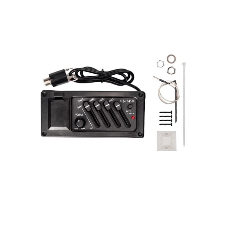 Kit Eletrificação Violão Eletrico EQ-7545R / Pré Amplificador Equalizador 4 Bandas / Captador /  Preamp