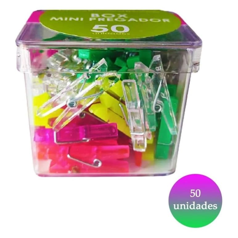 Caixa De 50 Mini Prendedores/Pregadores Coloridos/Pretos e Brancos Divertidos