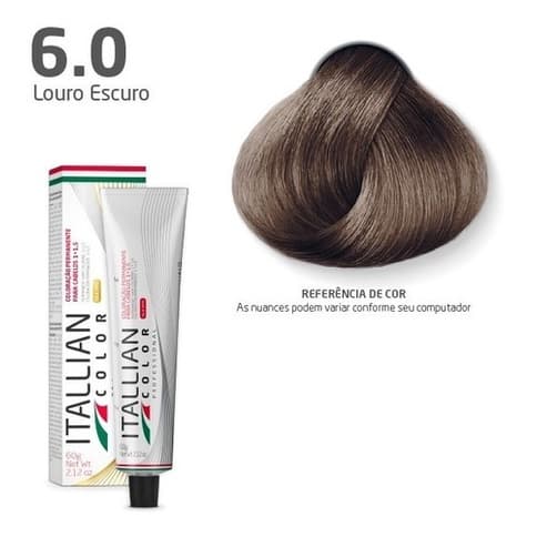 Coloração Itallian Color 6.0 Louro Escuro Profissional Tubo 60gr