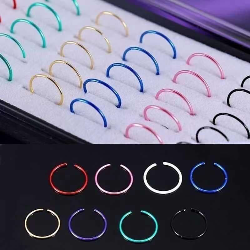 kit 20 unidades Piercing De Nariz Argolinha Aço Colorido