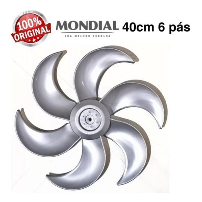 Helice Mondial 40cm 6 pas Cinza - Bravio Turbo Silencio Max Nv-41 Com Botao Trava da Helice