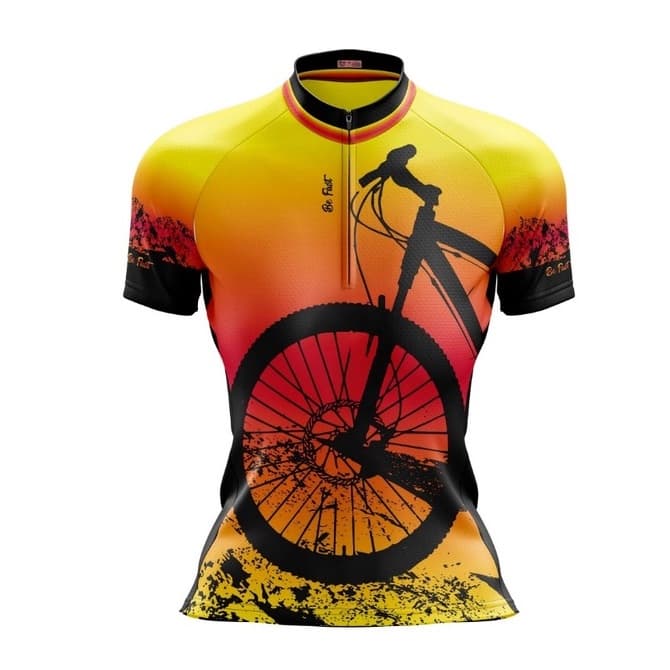 Camisa Ciclismo Feminina Bike Be Fast Roda Neon Grupo de Pedal Amigas