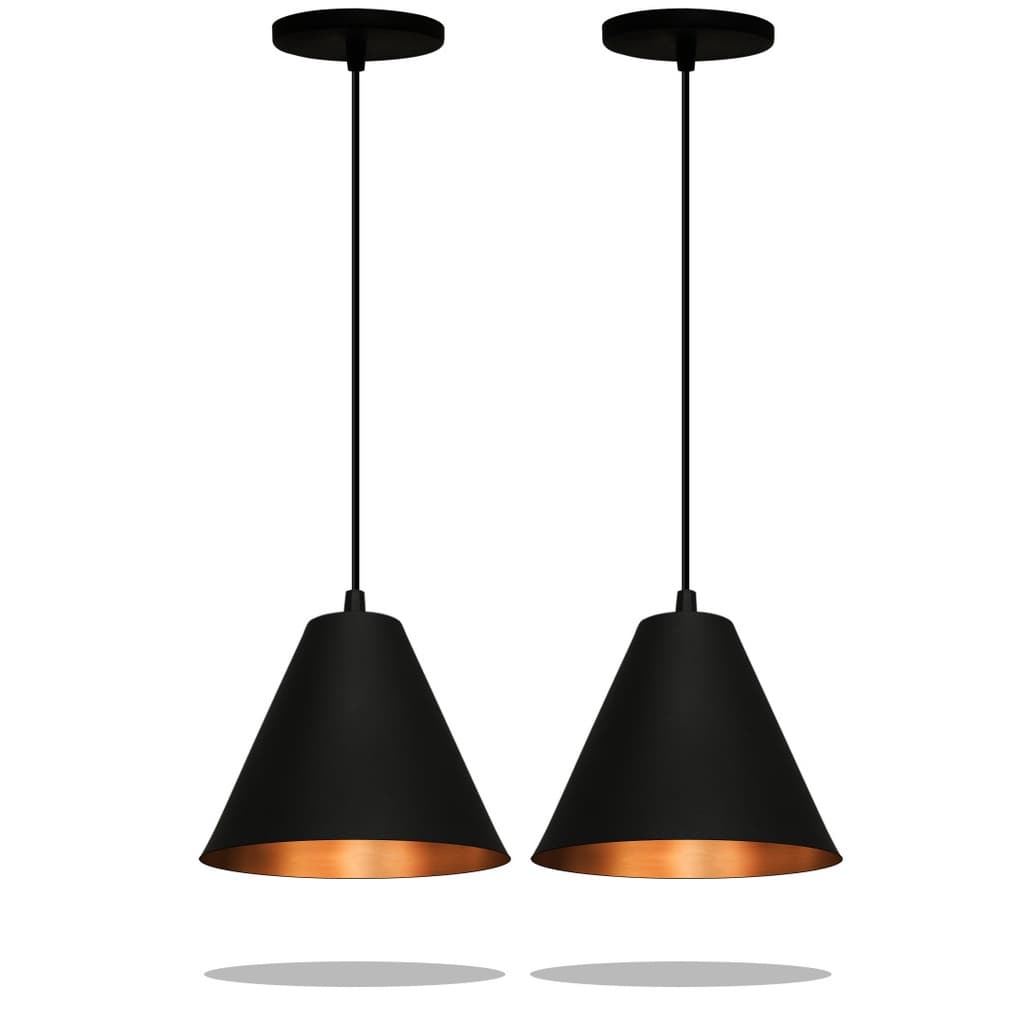 Kit 2 Pendente Licom Lustre ( Preto/ Bronze  )