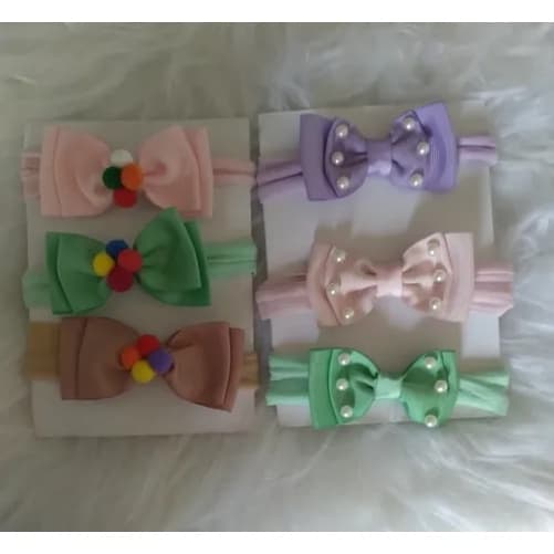Laço Duplo Cabelo, Bebê Rn, Gorgurão, 6 Unidades