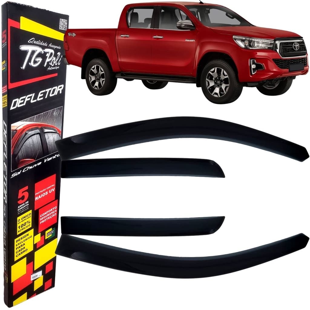 Calha de Chuva Calha Defletor Tg Poli Hilux 4 Portas 2016 2017 2018 2019 2020 2021