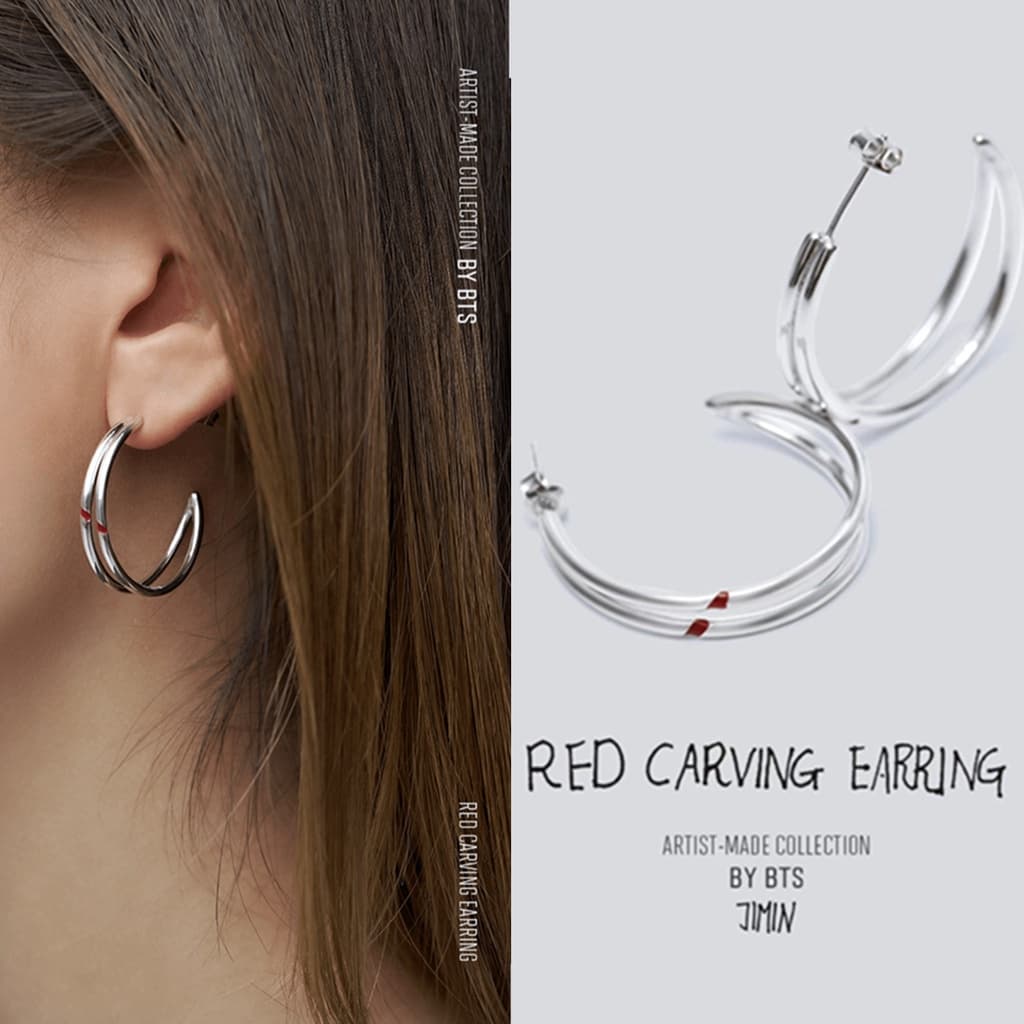 K-Pop BTS Bangtan Boys Merch Jimin Vermelho Escultura Brinco Para Presente Exército