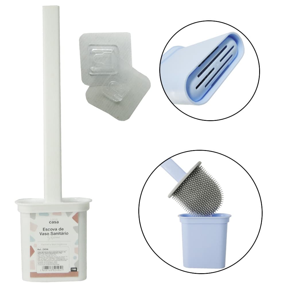 Escova Sanitária de Silicone Suporte de Parede Fixação Adesivo