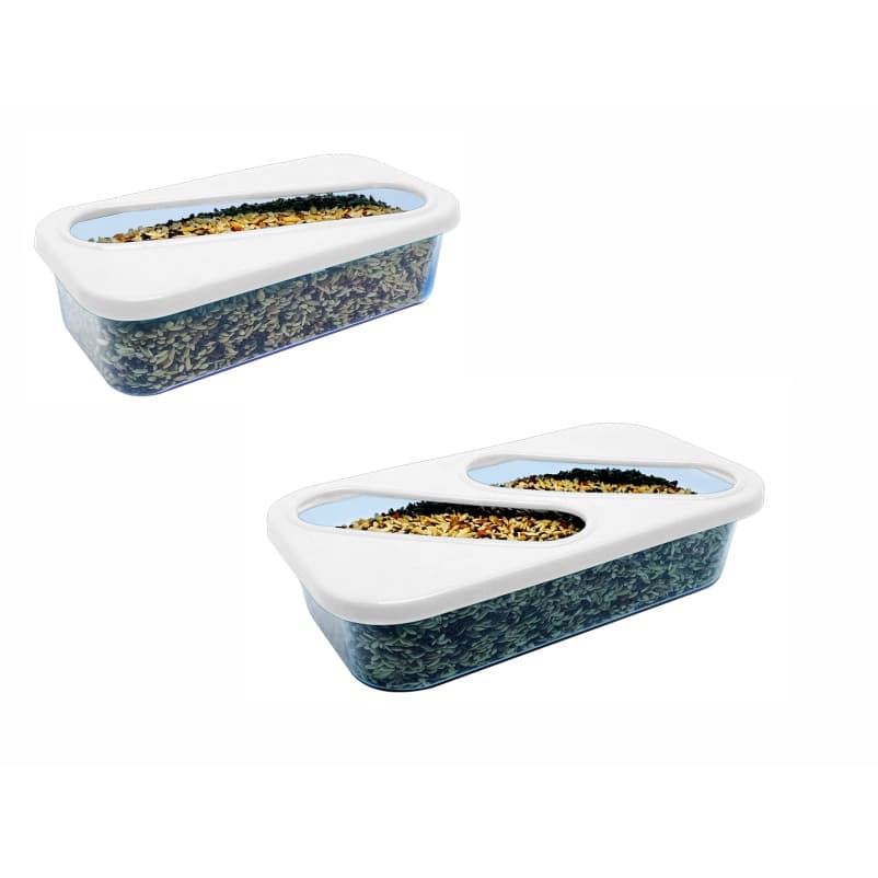 Comedouro com tampa azul Toco Tucano para aves em geral - Pequeno 250 ml ou Médio 320 ml