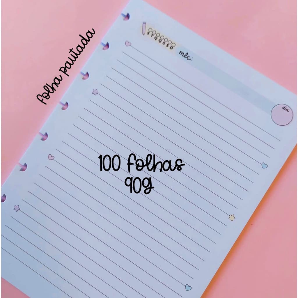 Refil Caderno de disco A5  90g com 100 folhas Pautado ( 8 furos)