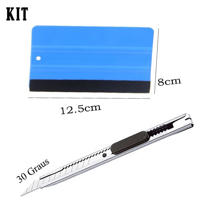 Kit Ferramentas Estilete Metal 30 Graus Com Espátula Com Feltro