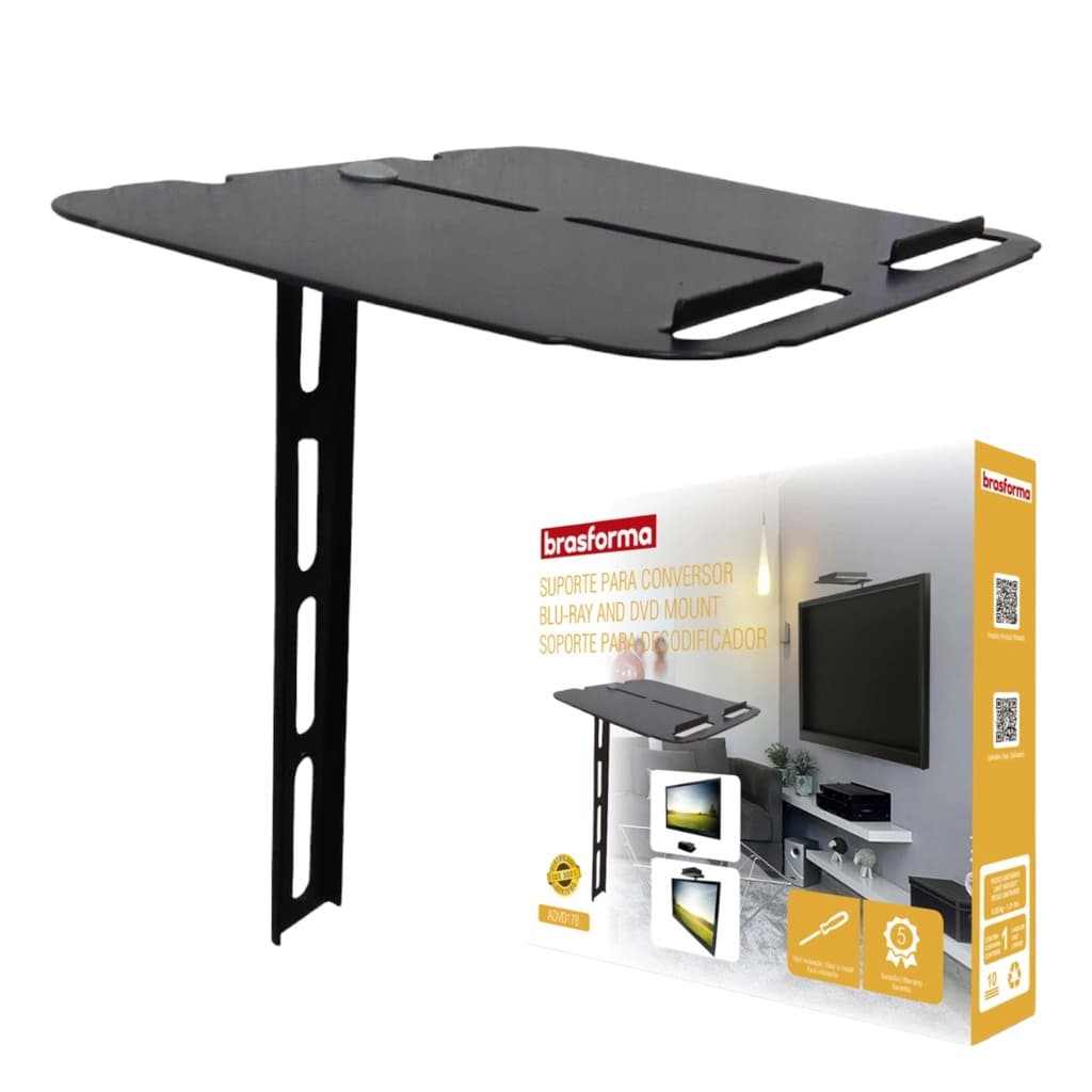Suporte para Receptor Tv Conversor Digital Decodificador Dvd Tv Box em Aço Carbono