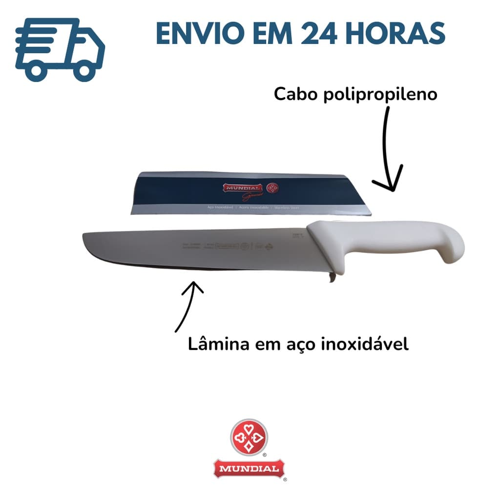 Faca Bife Aço Inox Mundial Churrasco Profissional Açougueiro Cozinha 5520- 12'