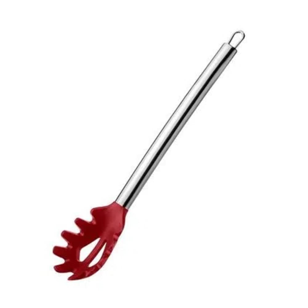 Pegador De Massa Macarrão De Silicone Cabo Inox Vermelho - UD072