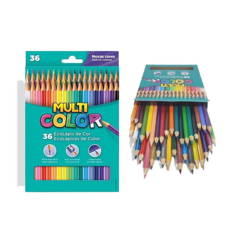 Lápis De Cor Multicolor Sextavado  12 -24- 36- Cores Cores Viva