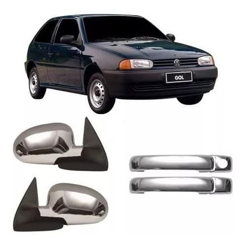 Kit Cromado Gol Bola 95/99 Maçaneta E Capa Retrovisor 4 Port
