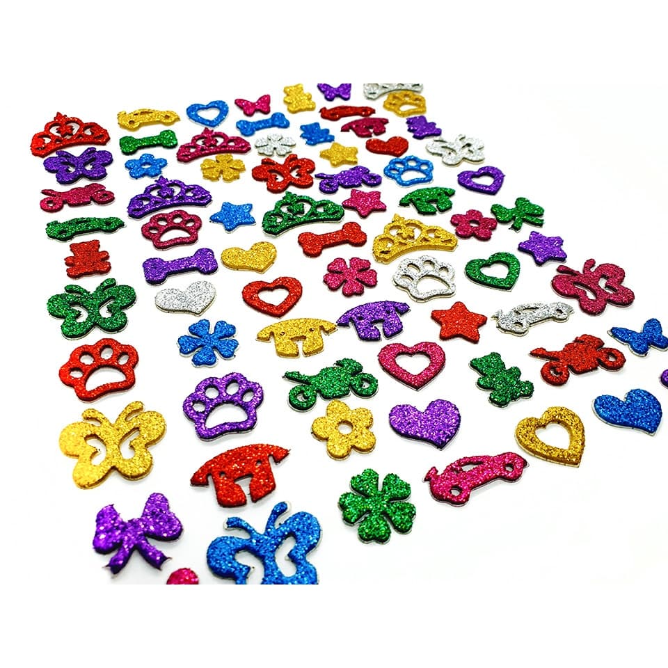 100 Adesivos Pet Coleção 1  Piercings Lacinhos Eva Pet Shop Banho e tosa