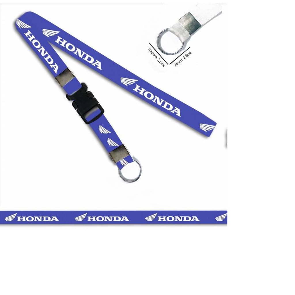 Chaveiro Honda Moto Cordão Tirante Pescoço Crachá Fecho Tic Tac Engate Azul