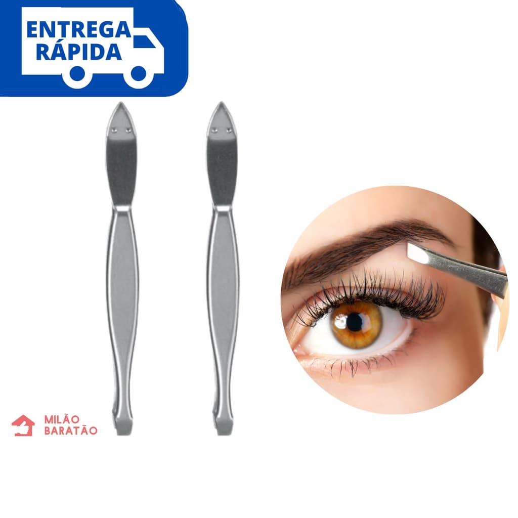 Kit com 2 Pinça de Sobrancelha Reta Design de Sobrancelhas