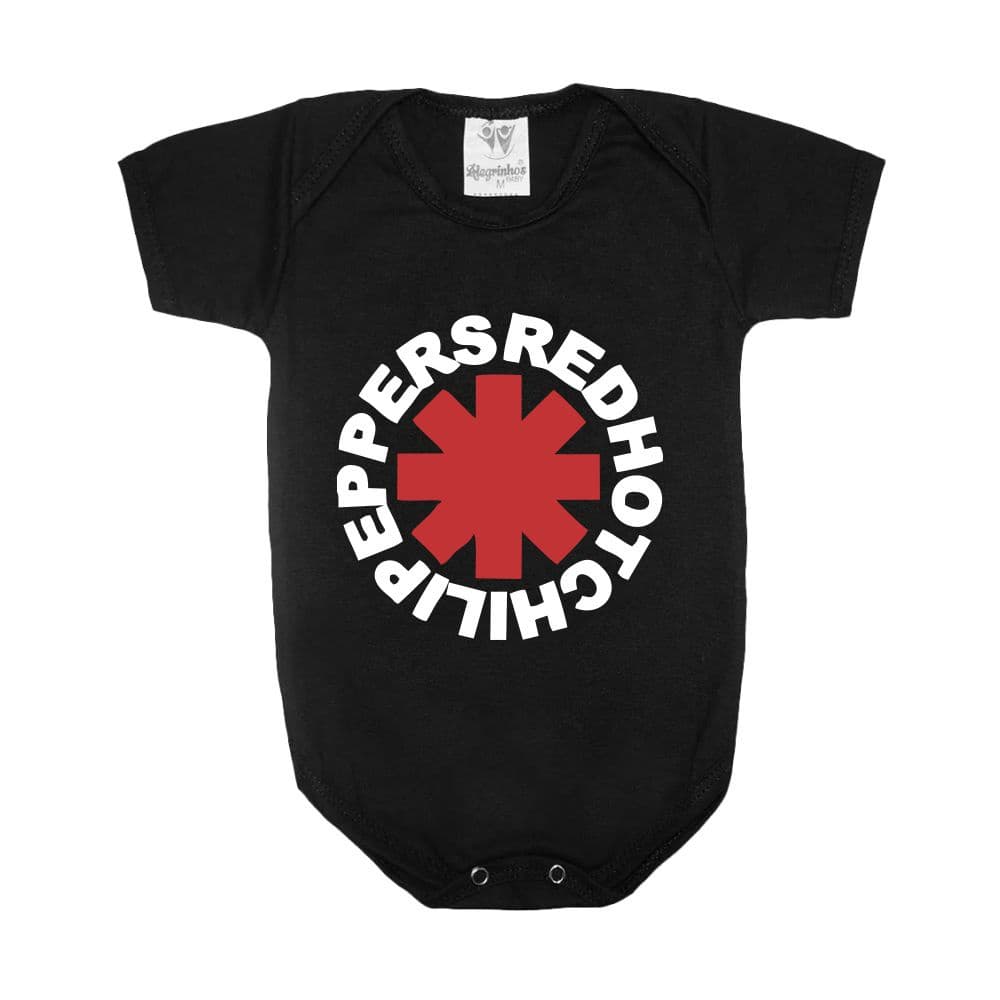 Body bebe infantil Preto da banda Red Hot Chili Peppers vários tamanhos do P ao GG 0 a 12 meses body para bebê body rock