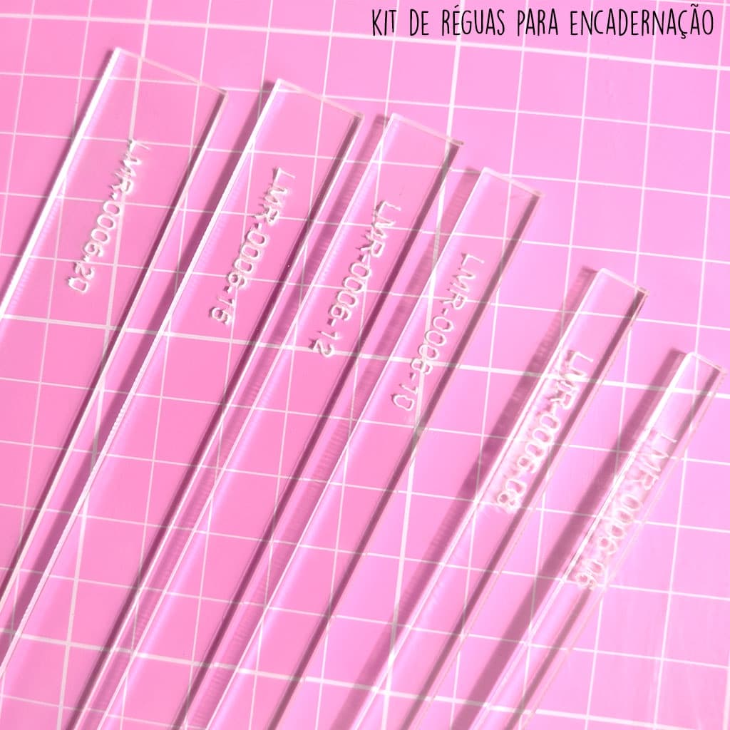 Réguas Gabarito para Encadernação (acrílico) - kit com 6 unidades