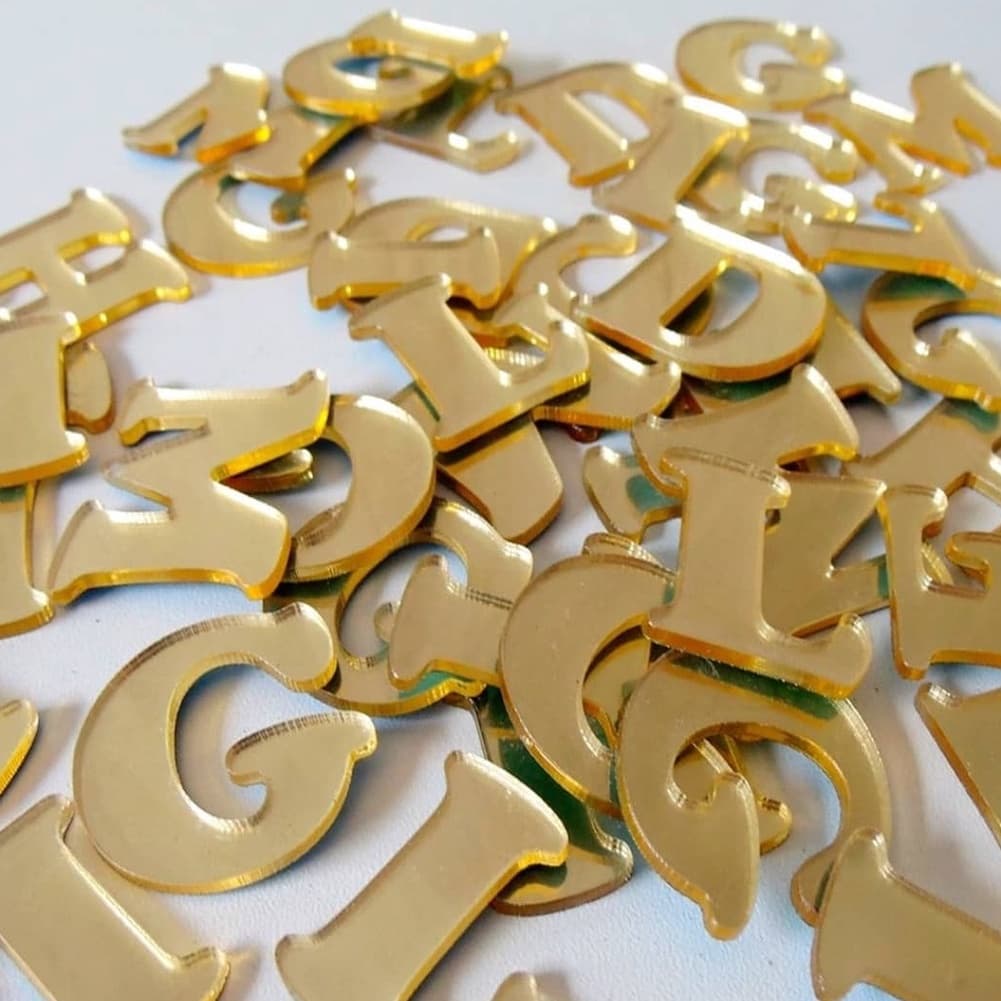 Aplique de Letras e Números em Acrílico Espelhado 2,5cm | Para Artesanato, Lembrancinhas e Decoração