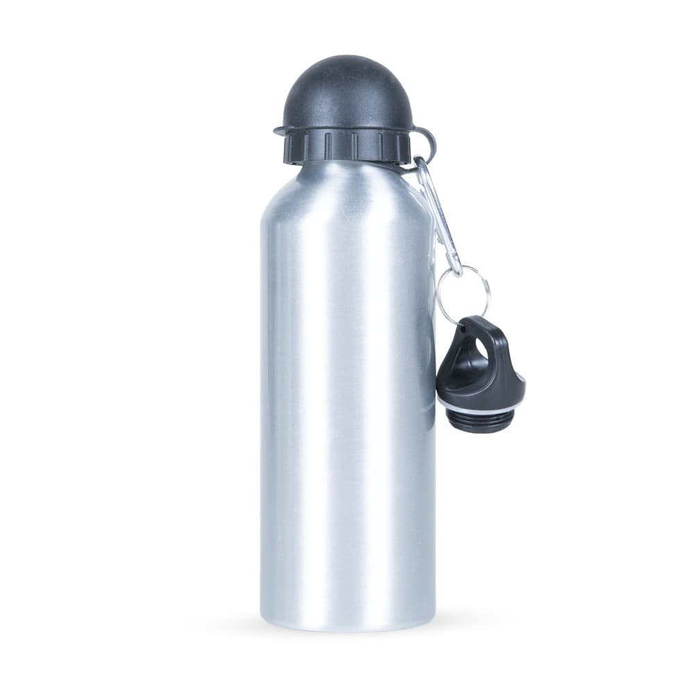 Squeeze Garrafa de Alumínio Prateada Metálica 500ml Alumínio 2 Bicos Academia Sport