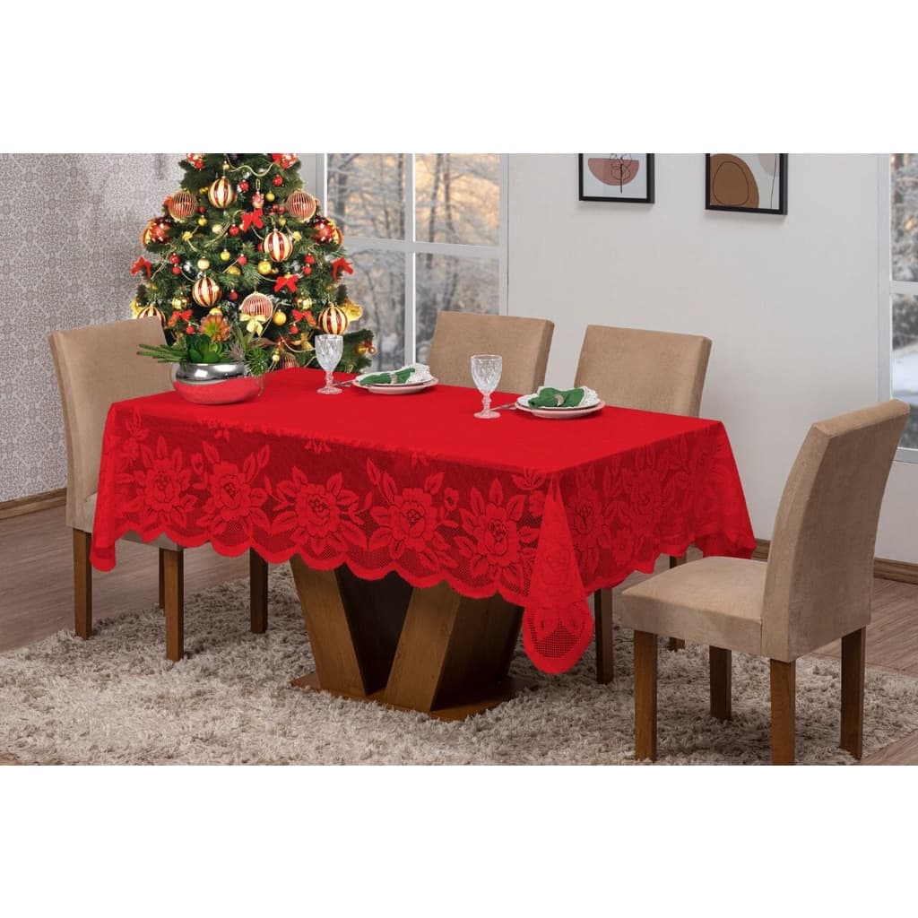 Toalha De Mesa Renda P/ 6 Cadeiras (VARIAS CORES)