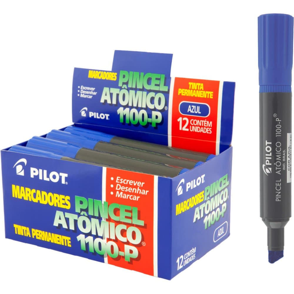 Pincel Atomico Marcador Permanente Azul 1100P Pilot Caixa c/12 un.