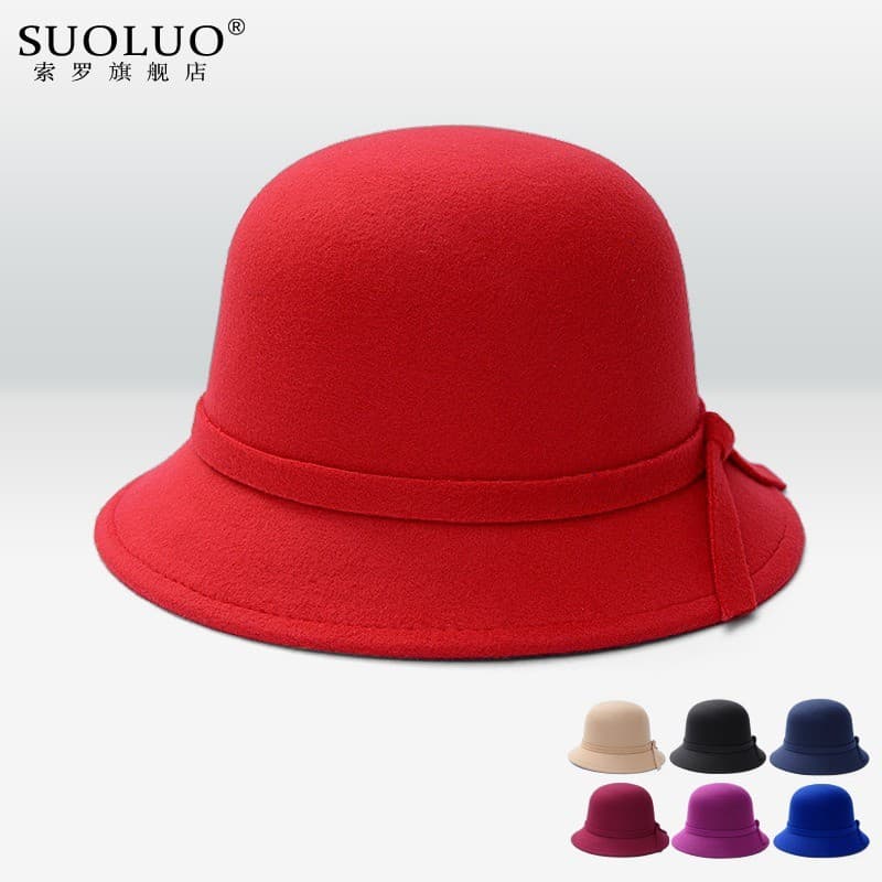 Chapéu Feminina Cloche Retro Inglesa Feltro La Inverno feltro lacinho