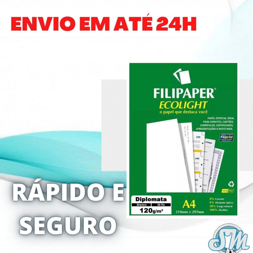 PAPEL DIPLOMATA BRANCO NATURAL 120 GRAMAS 30 FOLHAS A4 210MM X 297MM ENVIO EM ATÉ 24 HORAS