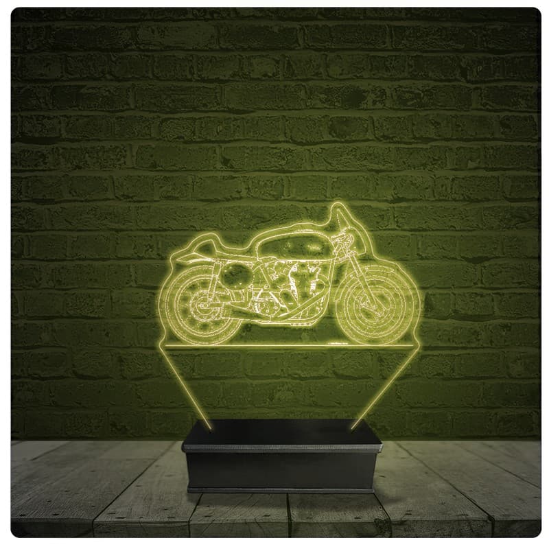 Led Luminária Acrílico Abajur - Moto Café Racer 03