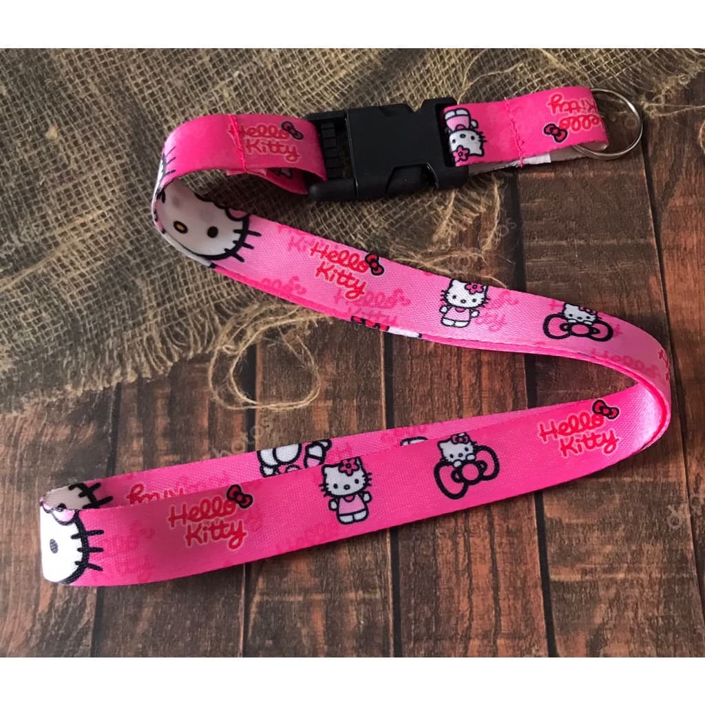 Cordão para pescoço Hello Kit chaveiro Tirante com engate rápido para moto, chaveiro, chupeta ou crachá Rosa