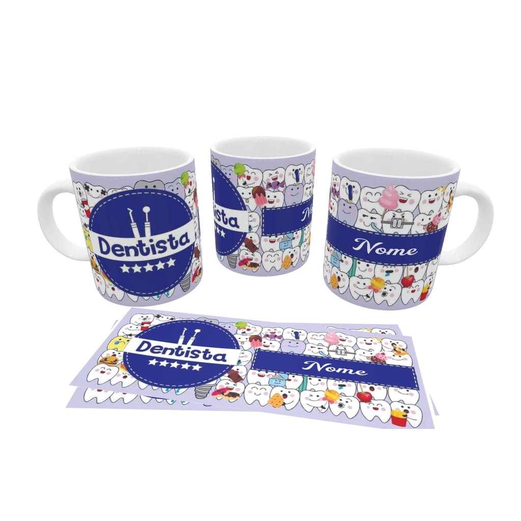 Caneca Dentista em Porcelana Personalizada + Caixa com a mesma Arte