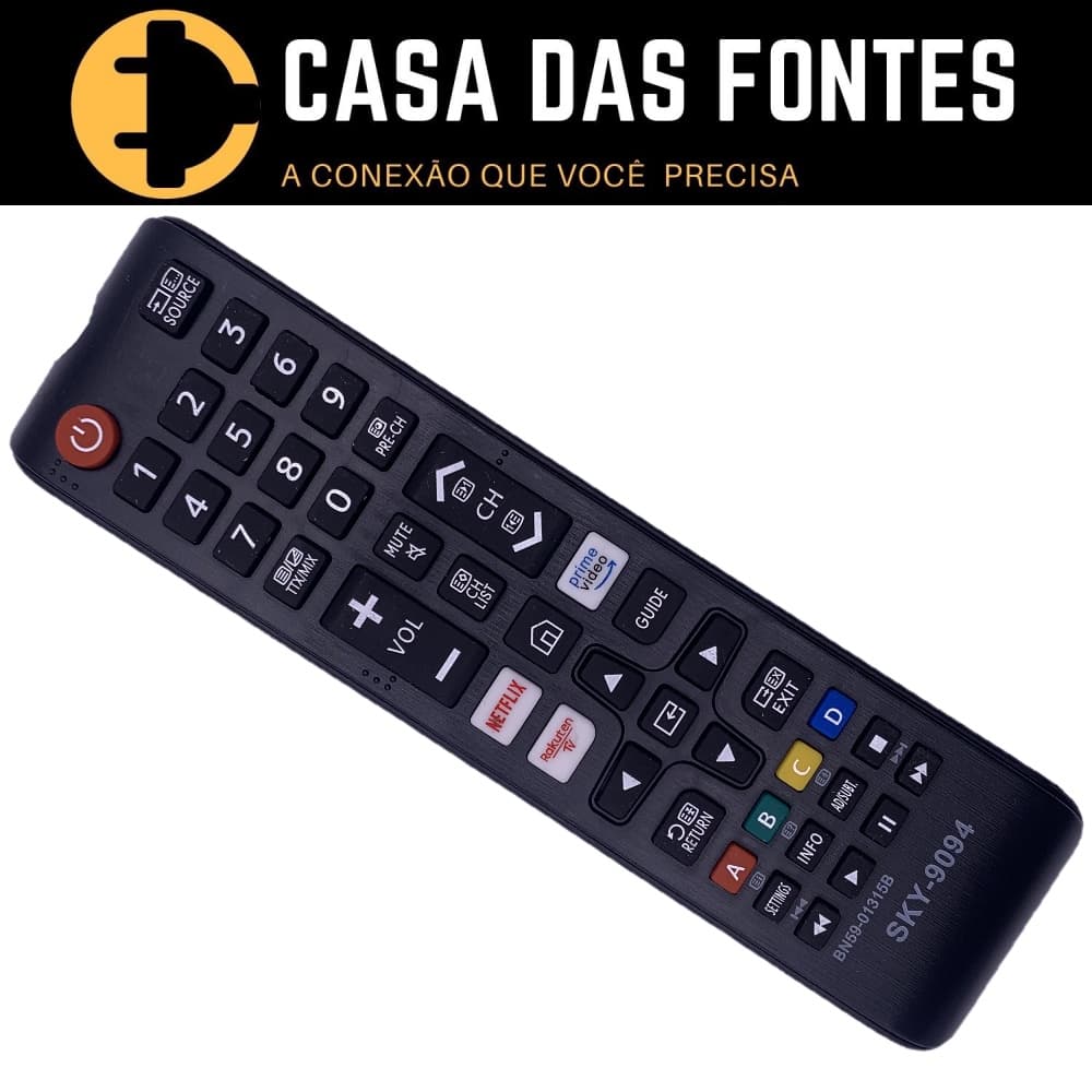 Controle Remoto Tv Samsung Rokuten Netflix Amazon Prime Video Smart Led 9094