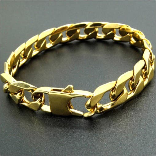 Pulseira Masculina Grumet 12mm Banhada a Ouro 18k - Fecho Italiano - Bracelete :: PIGO